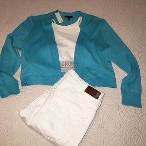 Talbots blue cropped sweater or shrug, XS, NWT